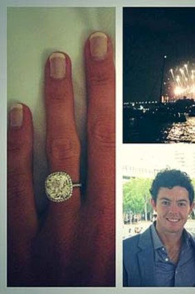 In happier times: Rory McIlroy and Caroline Wozniacki had announced their engagement on Wozniacki's Twitter account.