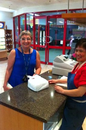 Helen Mok with customer Rosemary Crouch.