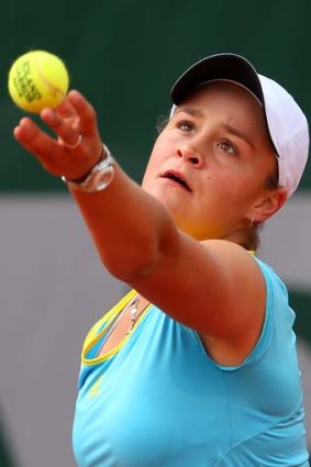 Take that: Ashleigh Barty during her upset opening-round win.