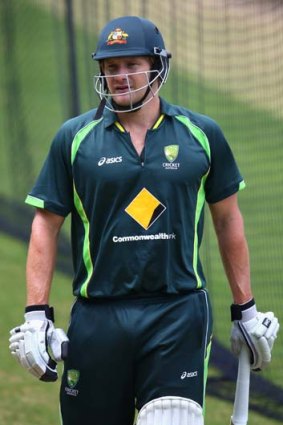 Shane Watson looks on during a nets session at Adelaide Oval on Tuesday.