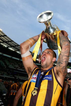 Hear him roar: Buddy Franklin celebrates.