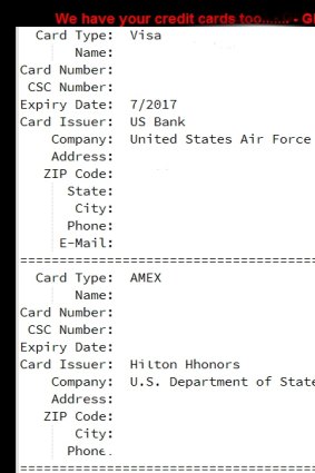 Islamic State's proof of credit card details (deleted by Fairfax Media).