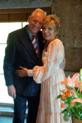 Healing partnership ... Mick Hadley and his third wife, Lyn Traill, on their wedding day. They helped each other recover from past trauma.