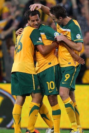 Big relief ... Alex Brosque's late winner saved Australia from a horror start to their World Cup qualifying campaign on Friday night.