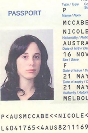 A photograph released by the Dubai police on February 24, 2010, allegedly shows the Australian passport of Nicole Sandra McCabe.