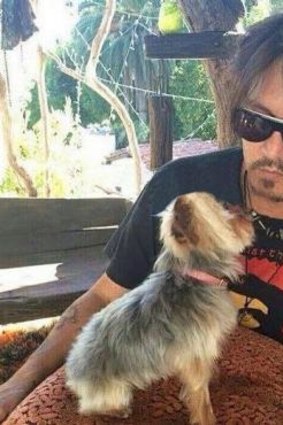 Johnny Depp with one of his dogs.