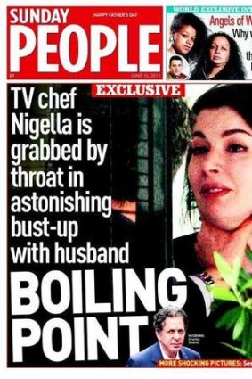 Attack: Charles Saatchi grabbing Nigella Lawson's throat.
