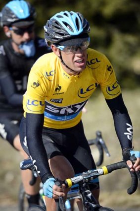 Man in the yellow jersey: Richie Porte takes the lead in the Paris to Nice race.