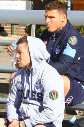 NSW's Todd Carney and Anthony Watmough.
