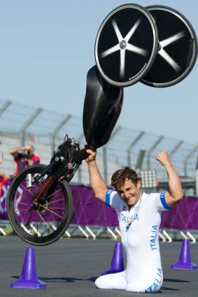Alex Zanardi after winning Paralympic gold medal.