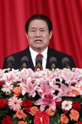 No mention: The corruption investigation into former party elder Zhou Yongkang, seen here in May 2012, was not mentioned at the Beijing plenum.