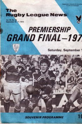 Cover of the official souvenir program from Manly v Easts grand final in 1972.