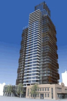 An artist's impression of the tower at 420 Spencer Street, Melbourne. The site is selling for about $35 million.