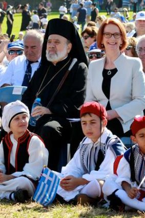 Prime Minister Julia Gillard attending the Greek Independence Day celebrations.
