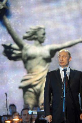 Ceremony ... Vladimir Putin recalls the battle of Stalingrad.
