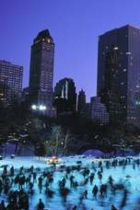 Skaters at Wollman Rink, in  New York's Central Park.
