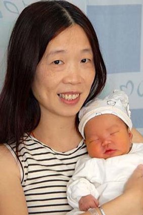 Charlotte Chou, with her son Lincoln after he was born.