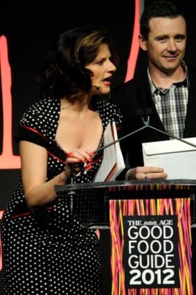 The Age Good Food Guide Chef of the Year, Dan Hunter, with host Julia Zemiro.