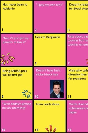 Student politics bingo shared on the page.