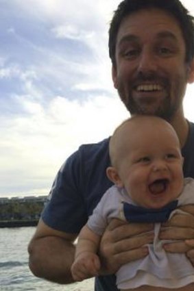 John O'Brien and his baby boy, Jude, who is missing in the Rozelle explosion.