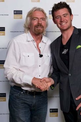 Sir Richard Branson with Canberra businessman Mick Spencer.