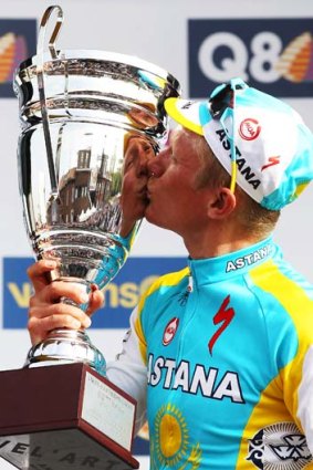 Tainted trophy? Alexandre Vinokourov with the spoils of victory in 2010.