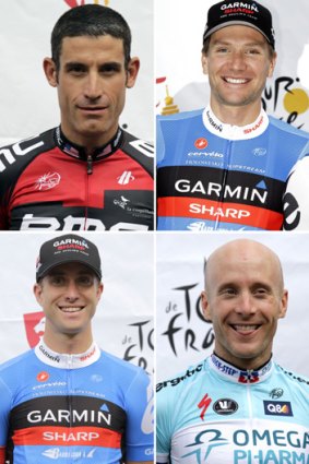 Clockwise from top left: Americans George Hincapie, David Zabriskie and Levi Leipheimer, and Belgium's Christian Van de Velde, are among the five cyclists said to have testified against Lance Armstrong.