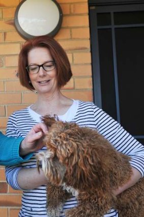 Former PM Julia Gillard with her dog Reuben.