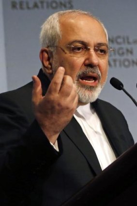 Iranian Foreign Minister Mohammad Javad Zarif addresses the Council on Foreign Relations in New York.
