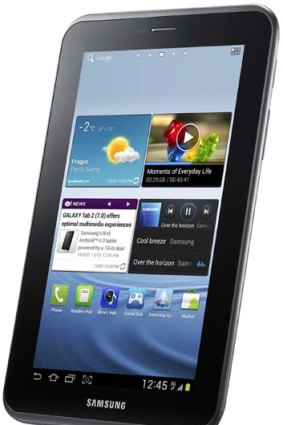 The Samsung Galaxy Tab 2, running Google's Android Ice Cream Sandwich operating system.
