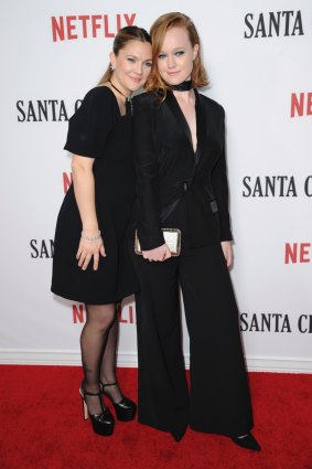 Drew Barrymore, left, and Liv Hewson at the LA premiere of Santa Clarita Diet. They play mother and daughter on the show.