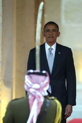 Salute: President Obama in Amman, Jordan.