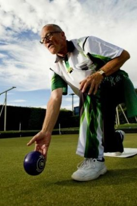 Frank Peniguel at the West Deakin Hellenic Bowling Club is attempting to set a Guinness world record for the most number of bowls clubs played in one year.