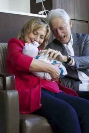 First-time grandparents: Hillary and Bill Clinton.