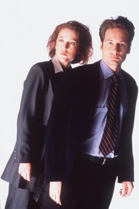 Actors Gillian Anderson and David Duchovny from the TV series The X-Files.