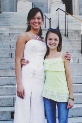 Sarah Jones, left, on the day of her high school prom with her sister Rebecca. Sarah Jones, a 27-year-old camera assistant, was killed on February 20.