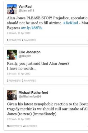Backlash: Some of the tweets in response to Jones' remarks.