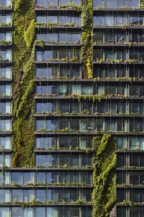 The vertical gardens turn Central Park green.