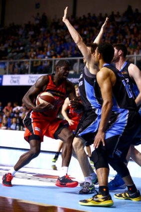 Wildcats import James Ennis during the round three NBL match between the New Zealand Breakers and Perth Wildcats at North Shore Events Centre in Auckland.