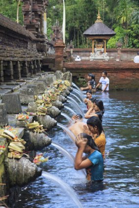 The sacred springs at Bali's Tirta Empul temple.