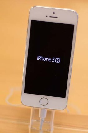 The iPhone 5s on display in an Apple Store.