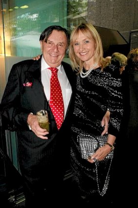 Barry Humphries and his fourth wife Lizzie Spender, who took up Australian citizenship in London this week.