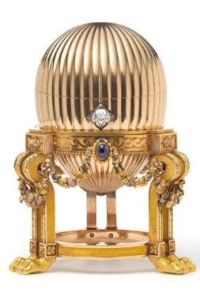 The Third Imperial Easter Egg, designed by Karl Faberge and given by Tsar Alexander III to the Tsarina in 1887.