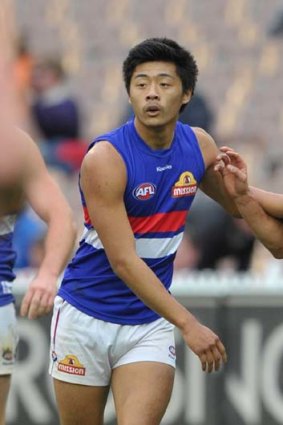 Great hopes ... Western Bulldogs' Lin Jong is the first player of Taiwanese descent in the AFL.