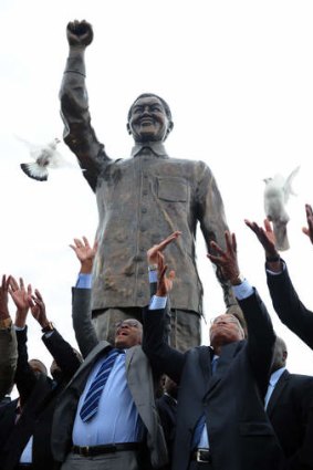 Honour &#8230; a statue of Nelson Mandela is unveiled.