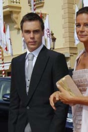 Princess Stephanie of Monaco arrives with her children.