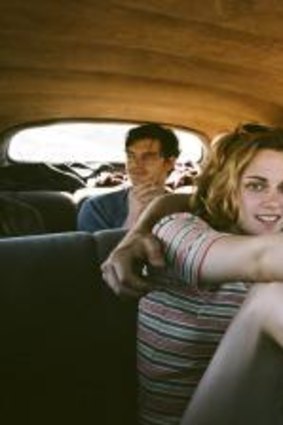 Kristen Stewart with co-stars Sam Riley and Garrett Hedlund in Walter Salles' <i>On the Road</i>.