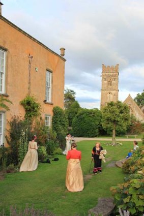 Costume drama ... Austen fans in Longbourn gardens.