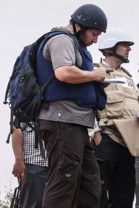 US reporter Steven Sotloff at work in Libya in 2011.
