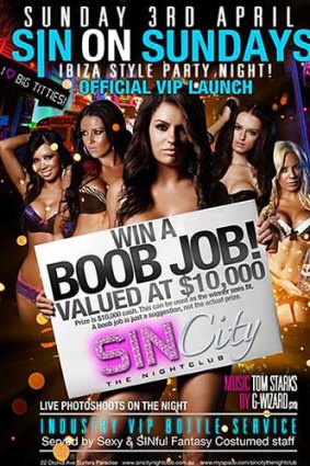 A poster advertising the boob job competition.